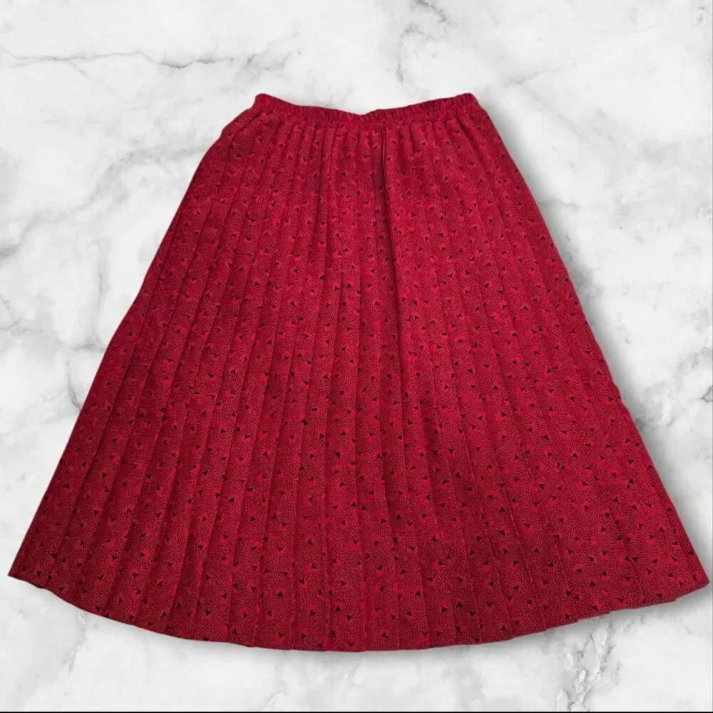 Andrea Gayle Vintage Red Pleated Skirt Size Medium